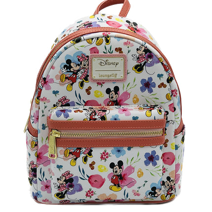Minnie and Mickey  Mouse Floral - Mini Backpack LoungeFly Disney