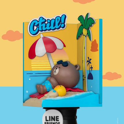 Line Friends D-Stage PVC Diorama Beach Wersja z zamkniętym pudełkiem 16 cm - 106